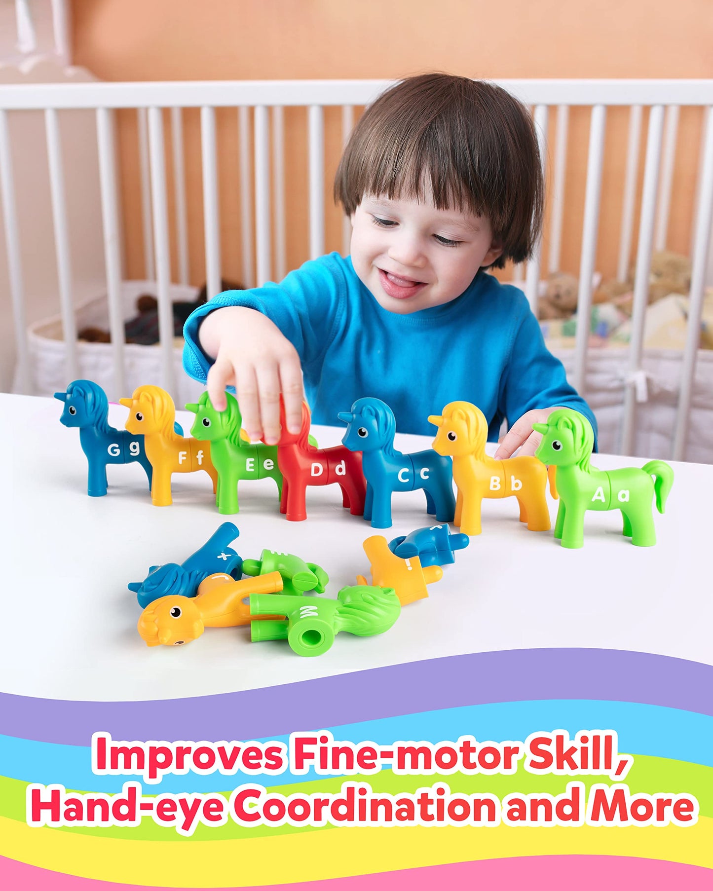 Coogam Unicorn Uppercase & Lowercase Letters Matching Game,13pcs Double-Sided ABC Letter Toys with 26 Alphabet Recognition Match