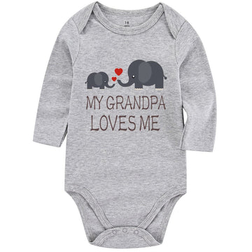 Acwssit My Grandpa Loves Me Baby Boy Clothes Unisex Funny Baby Girl Baby Bodysuit 0-3 Months Graylong