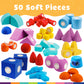 Blockaroo Magnetic Foam Bath Building Blocks - 50-Piece Trunk Set, Preschool Toys, Bathtub Toys, Sensory Toys, Engineering Toys