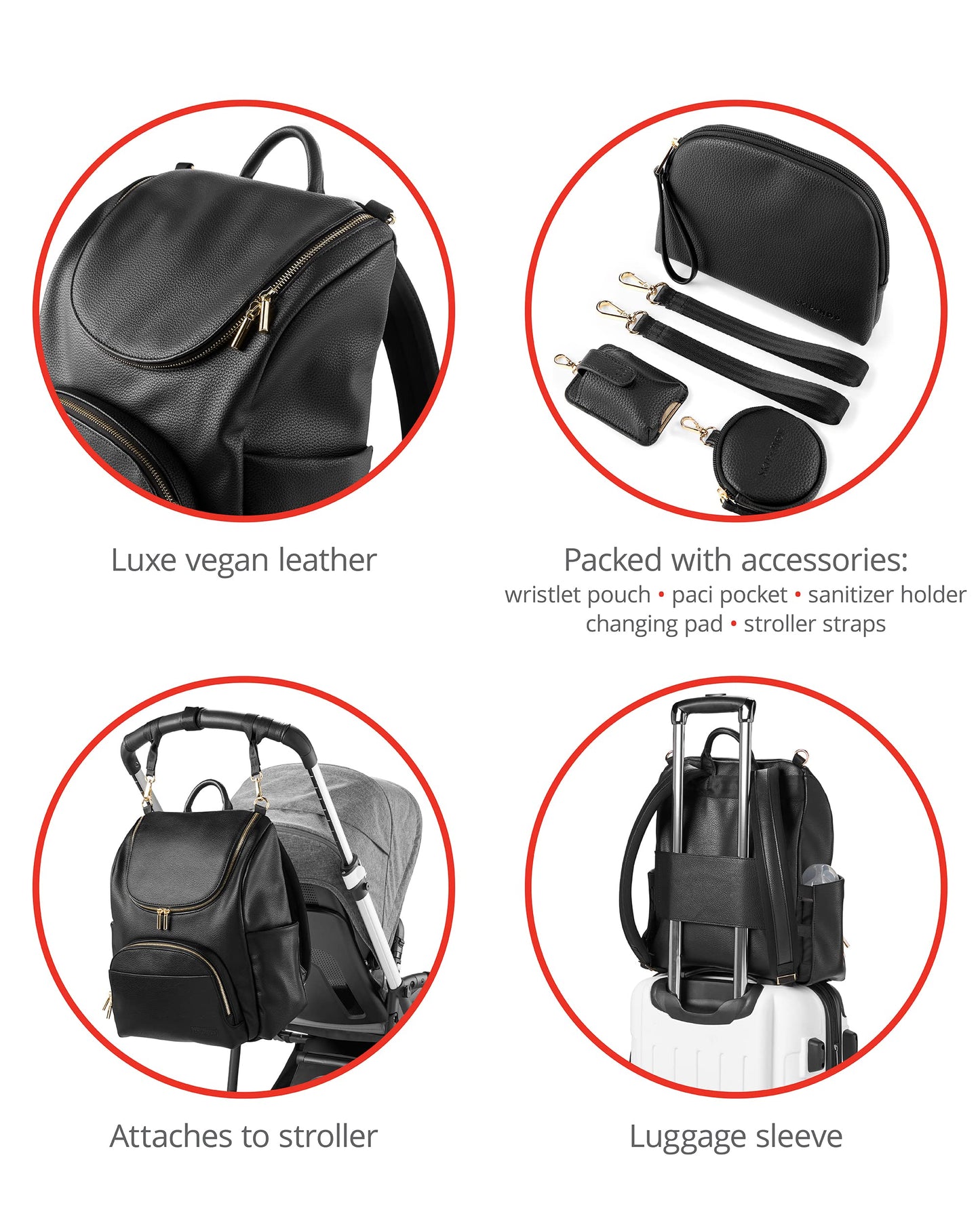 Skip Hop Diaper Bag Backpack: Evermore, Multi-Function Baby Travel Bag 6 In 1, Black