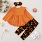 Kucnuzki 18-24 Months Girl Clothing Baby Thanksgiving Outfit Toddler Girl Clothes Cute Little Girl Outfit Baby Ruffle Orange Shi