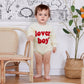 Ursobutegl Newborn Baby Boys Romper Sweatshirt Lover Boy Letter Embroidery Sweater Valentines Day Outfit Clothes(Beige-Lover Boy