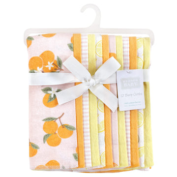 Hudson Baby Unisex Baby Cotton Flannel Burp Cloths Bundle, Citrus Orange, One Size