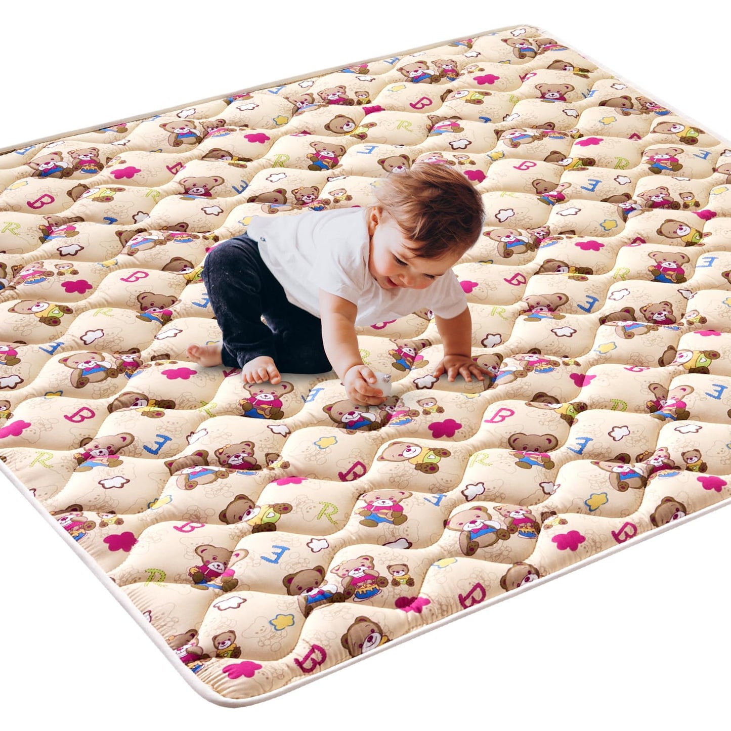 Vibe Bear Baby Foam Play Mat, 50 X 50 Inches Baby Crawling Mat, Thicken One-Piece Baby Playmat, Non Slip Washable Baby Play Mat