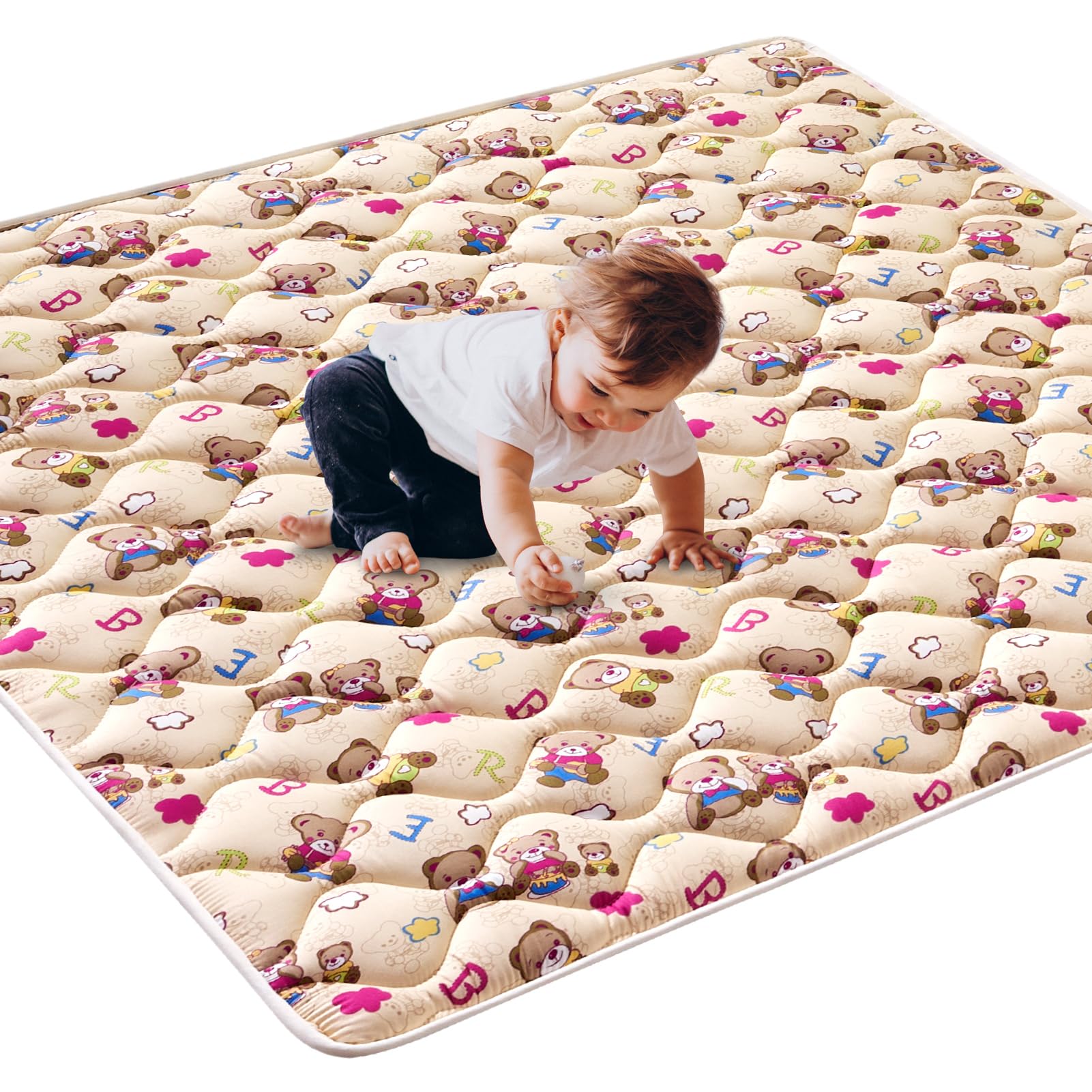 Vibe Bear Baby Foam Play Mat, 50 X 50 Inches Baby Crawling Mat, Thicken One-Piece Baby Playmat, Non Slip Washable Baby Play Mat