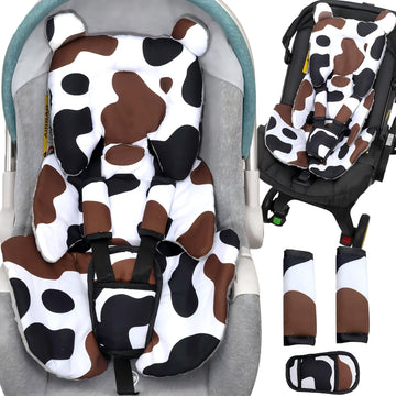 Honeau Infant Car Seat Insert & 3 Strap Cover,4in1 Thickened Newborn Carseat Head Body Support,Reversible Baby Car Seat Pillow C
