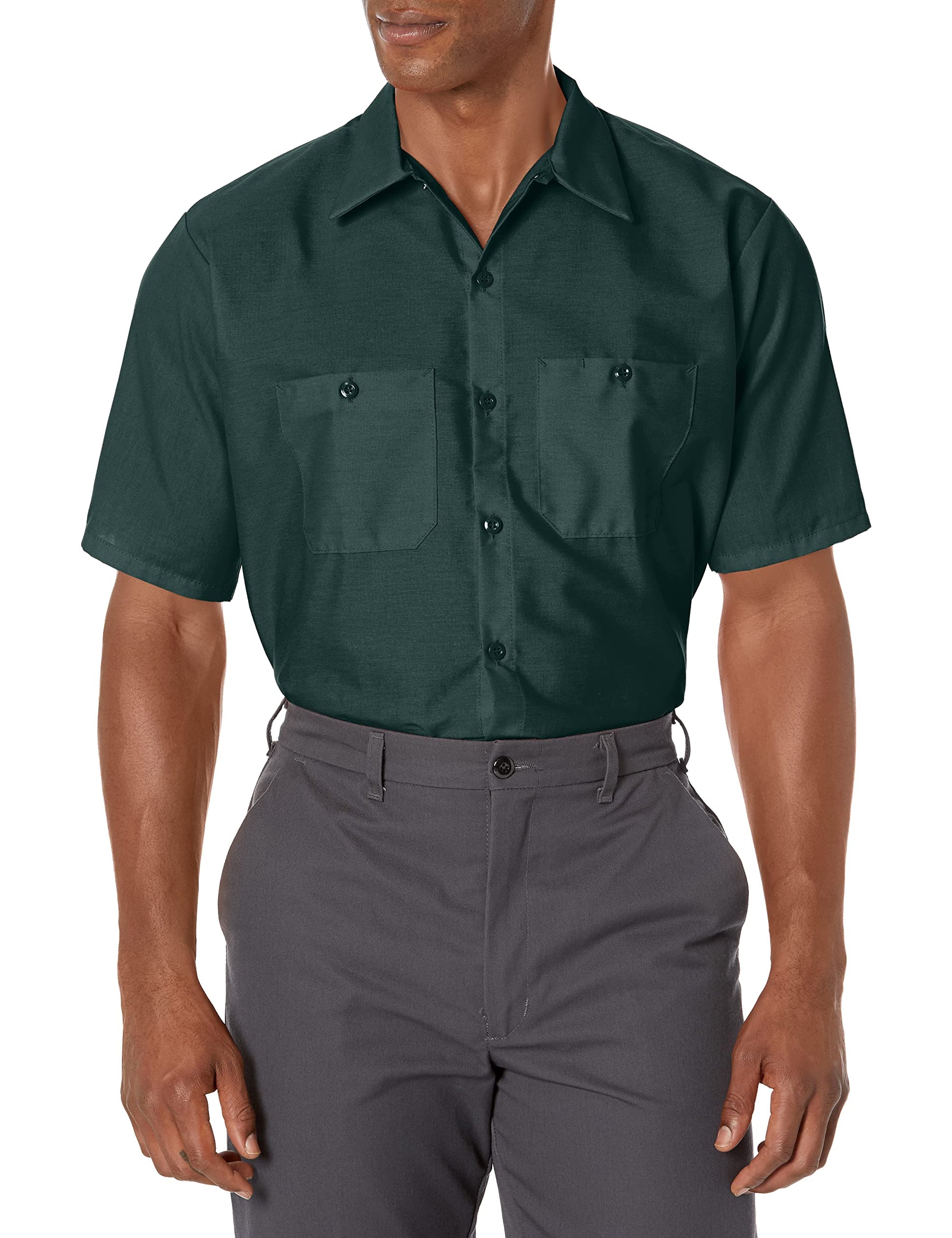 Red Kap Mens Industrial Work Shirt, Regular Fit, Short Sleeve, Spruce Green, X-Large Tall