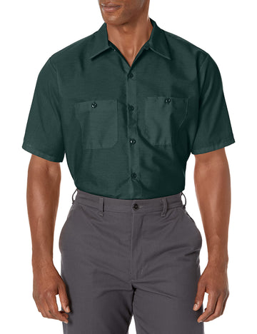 Red Kap Mens Industrial Work Shirt, Regular Fit, Short Sleeve, Spruce Green, X-Large Tall