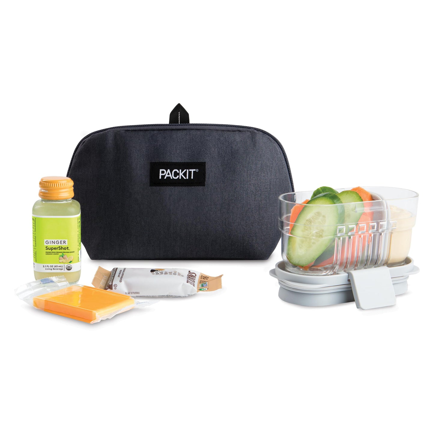Packit Freezable Snack Bag, City Charcoal, Built With Ecofreeze Technology, Foldable, Reusable, Zip Closure, Designed For Keepin