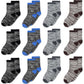 Sptramle Boys Socks, Ankle Crew Socks For Toddler Kids Boys Girls(1-3 Years Old), 12 Pairs Athletic Half Cushion Ankle Socks Set