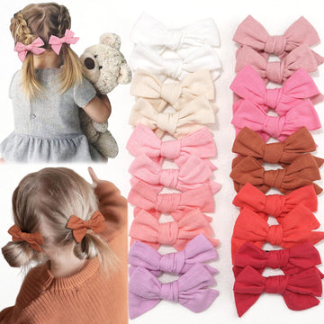 C  Llot 20 Pieces Girls Hair Bows Linen Fabric Bows Alligator Clips Hair Accessories For Little Girls Toddlers Kids And Teens(Pi