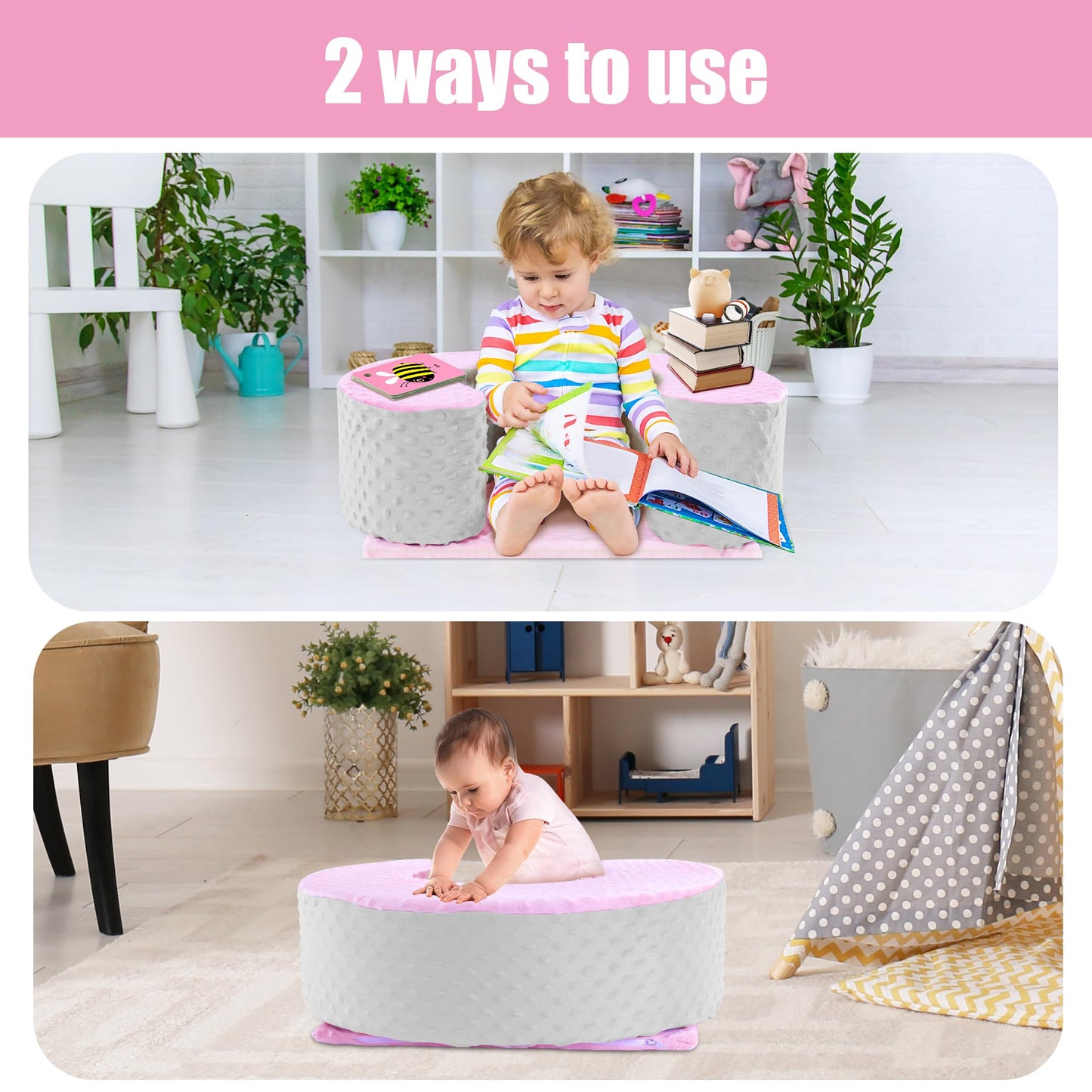 Mabozoo Sit Up Pillow For Baby, Foam Baby Floor Seat Baby Support Seat Baby Sitting Pillow For Sit Balance, Soft Infant Sitting