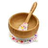 Nutrichef Bamboo Baby Feeding Bowl - Wooden Infant Toddler Dish And Spoon Set W/Silicone Suction Base For Stay Put Eating, For C