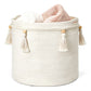 Mkono Macrame Decorative Cotton Rope Basket Boho Cute Woven Tassel Closet Storage Bins Organizer For Nursery,Baby Toys,Blankets,