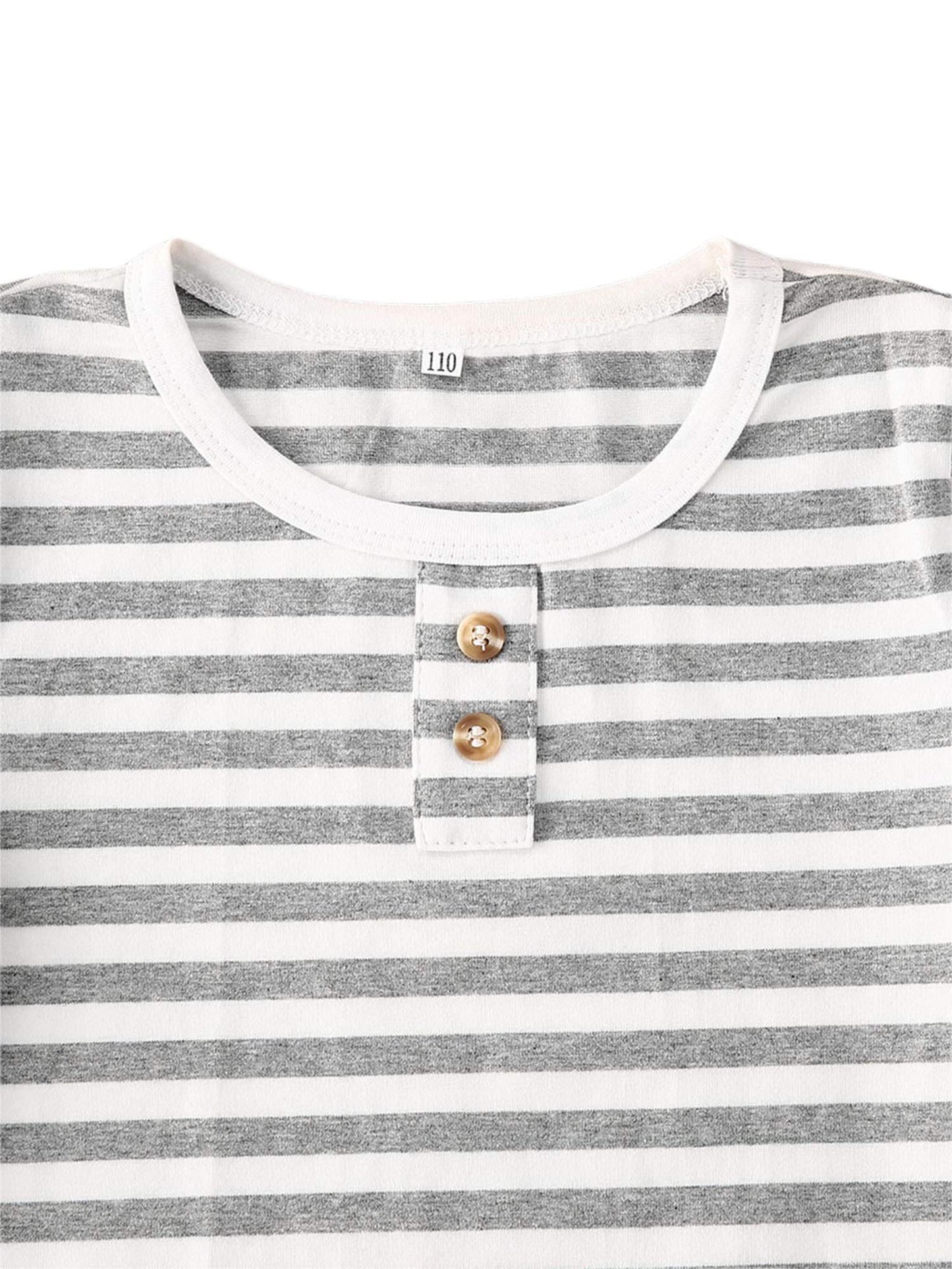 Fhutpw Baby Boys 2Pcs Summer Outfits Short Sleeve T-Shirt Tops Elastic Waistband Shorts Set Toddler Clothes (Strips + Brown, 0-6