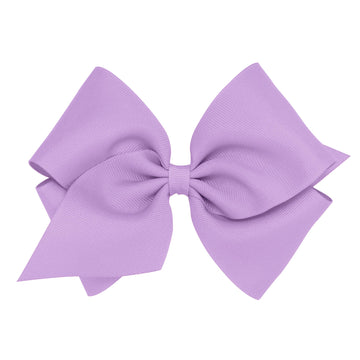 Wee Ones Girls' Classic Grosgrain Hair Bow With Plain Wrap Center On A Weestay Hair Clip, Handmade, Mini King Sized Bow, Light O
