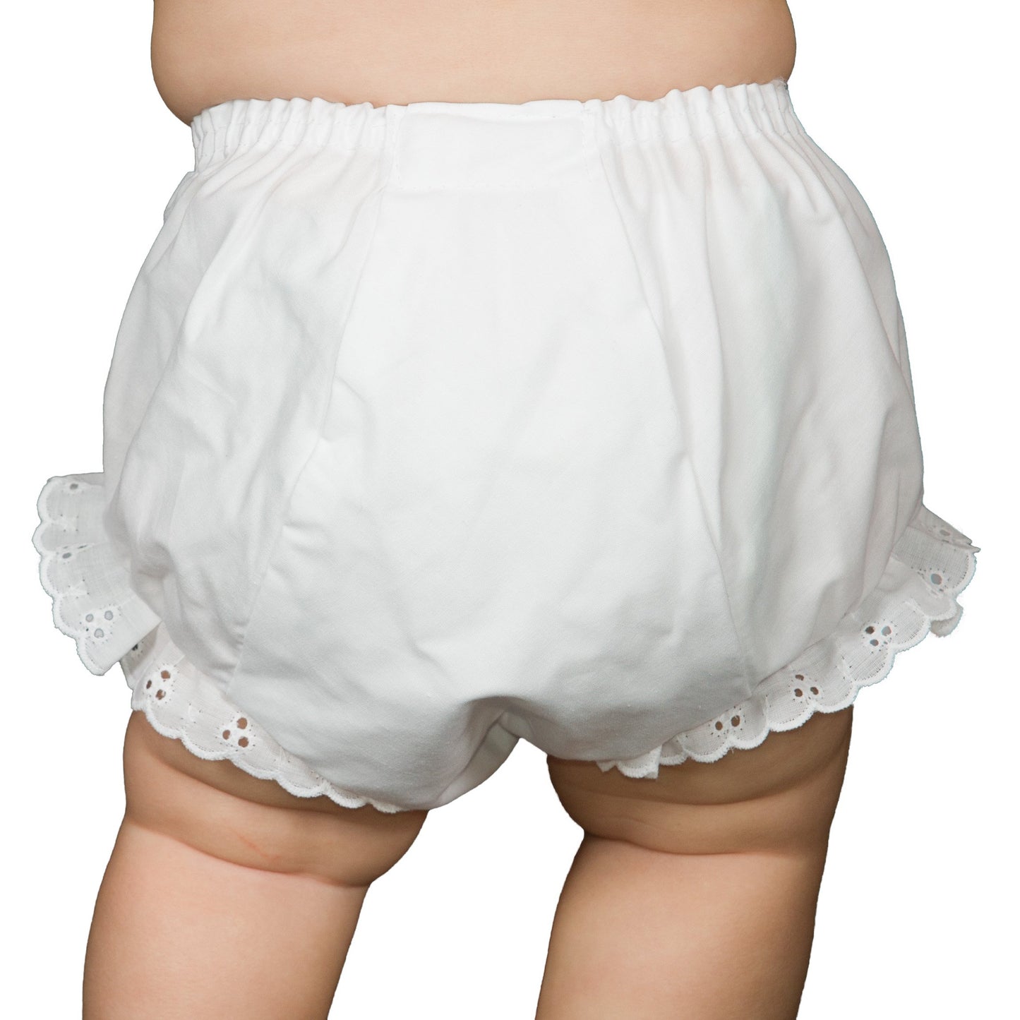 I.C. Collections Baby Girls White Smaller Diaper Cover Baby Girl Bloomers- Laced Bloomers For Under Dress- Baby Bloomers (M)