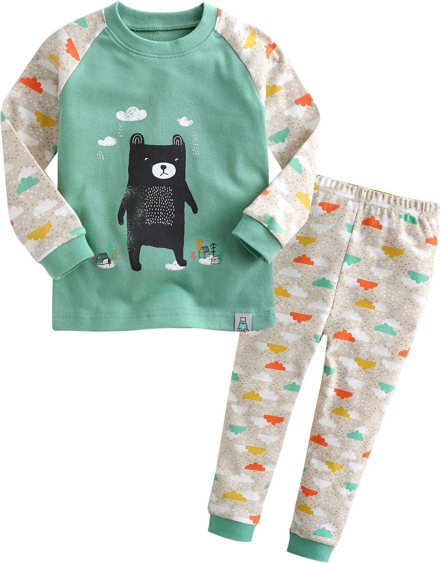 Vaenait Baby Kids Boy Long Sleeve Cotton Sleepwear Pajamas 2Pcs Set Bear Friend 12-18M/Xs