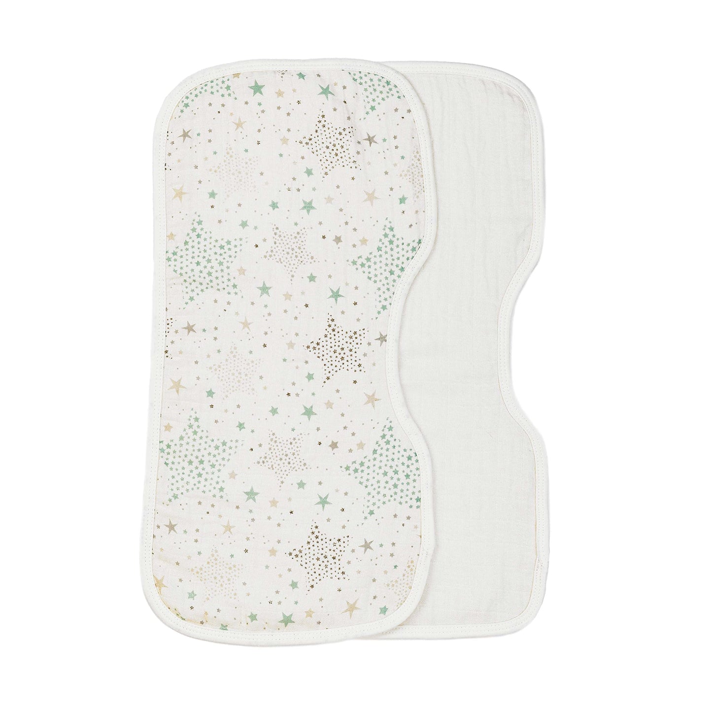 Under The Nile Organic Cotton Contoured Baby Muslin Burp Cloth Two Pack Set In A Star Print