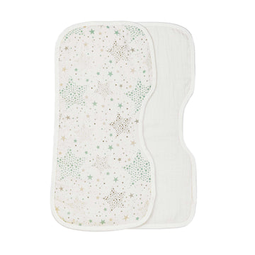 Under The Nile Organic Cotton Contoured Baby Muslin Burp Cloth Two Pack Set In A Star Print
