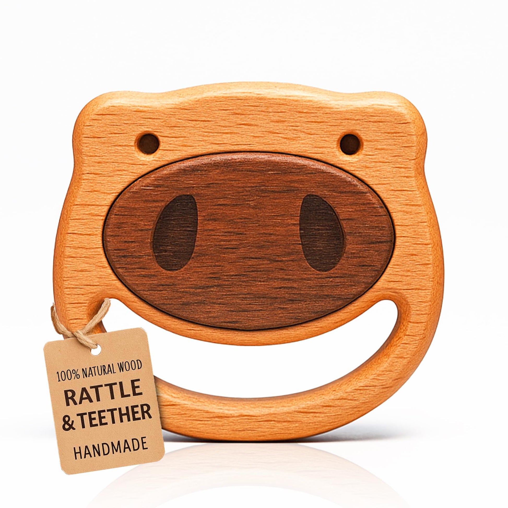 100% Wooden Baby Toy | No Paint, No Plastic | Eco-Friendly Rattle for 0-6 Months