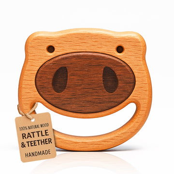 100% Wooden Baby Toy | No Paint, No Plastic | Eco-Friendly Rattle for 0-6 Months