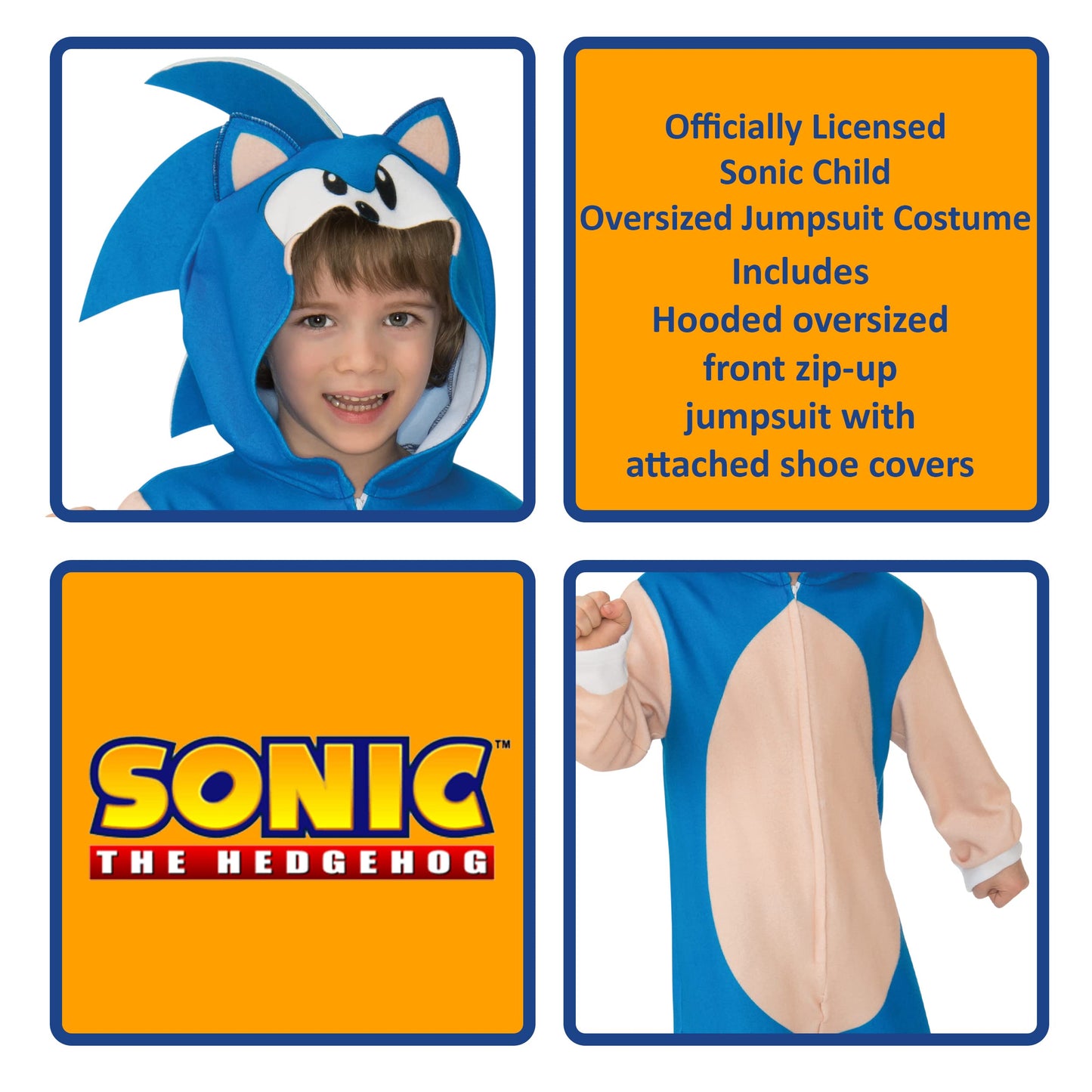 Rubie'S Boys Sonic Oversized Jumpsuit Costume, As Shown, Medium Us