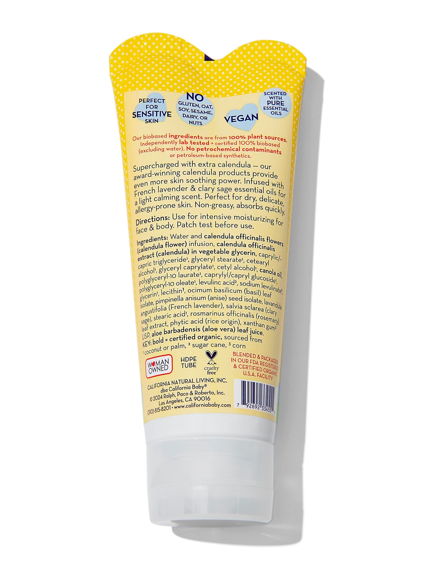 California Baby Calendula Cream  Ultra-Soothing Baby Face Cream  100% Plant-Based  Organic Calendula + Aloe Vera  Lavender Scent