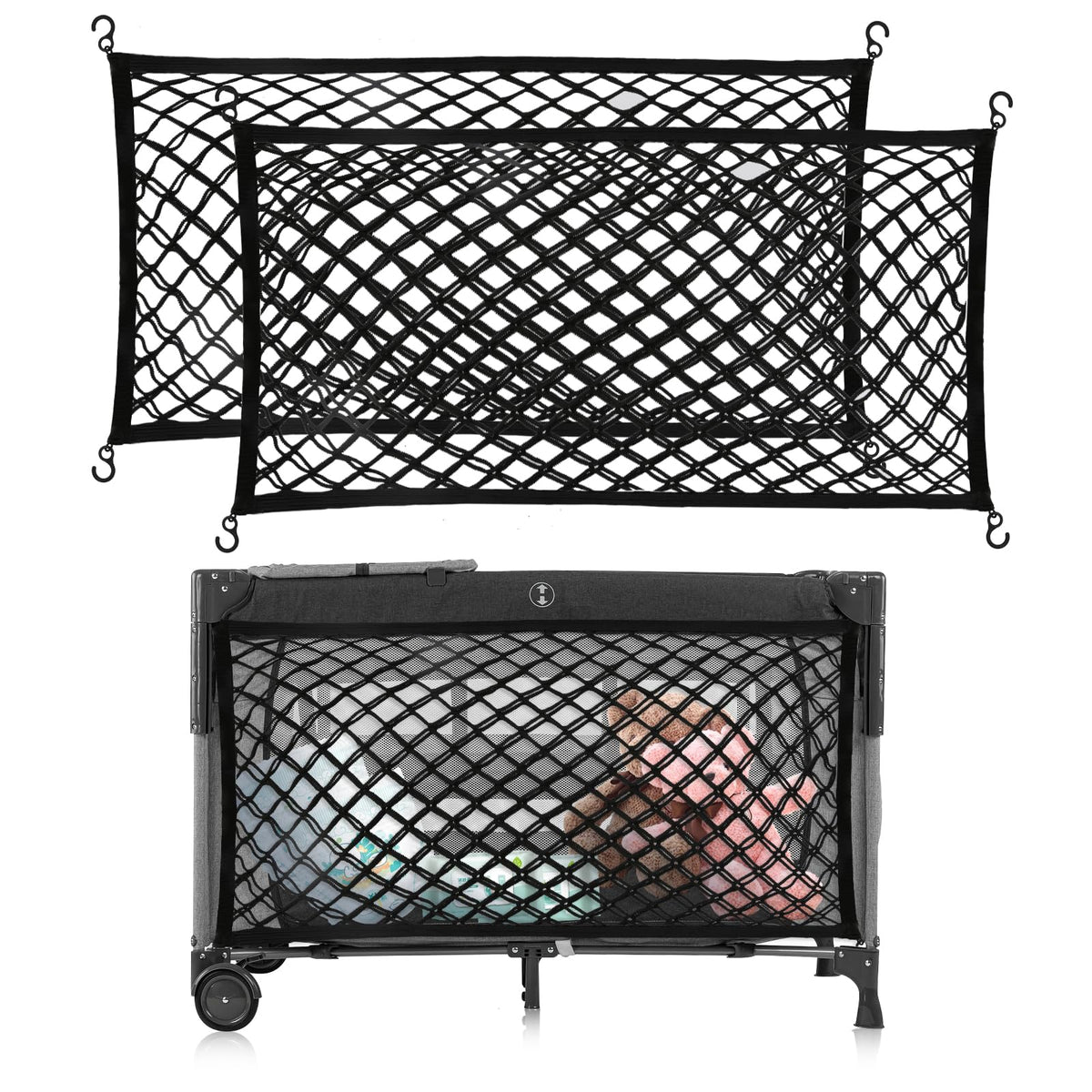 Stroller Wagon Cargo Net, Baby Stroller Organizer Mesh Cargo Net for Extra Storage Space Large Storage Capacity, Stroller Wagon 