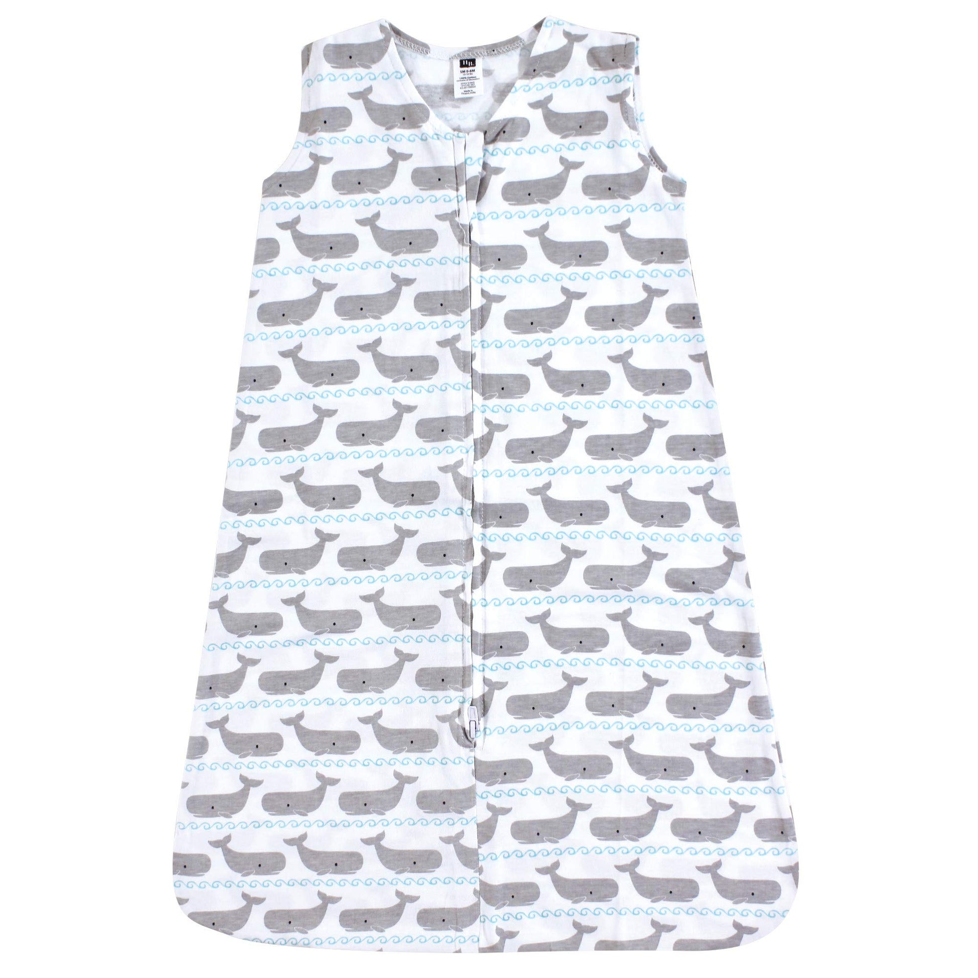 Hudson Baby Unisex Baby Cotton Sleeveless Wearable Sleeping Bag, Sack, Blanket, Whales, 0-6 Months