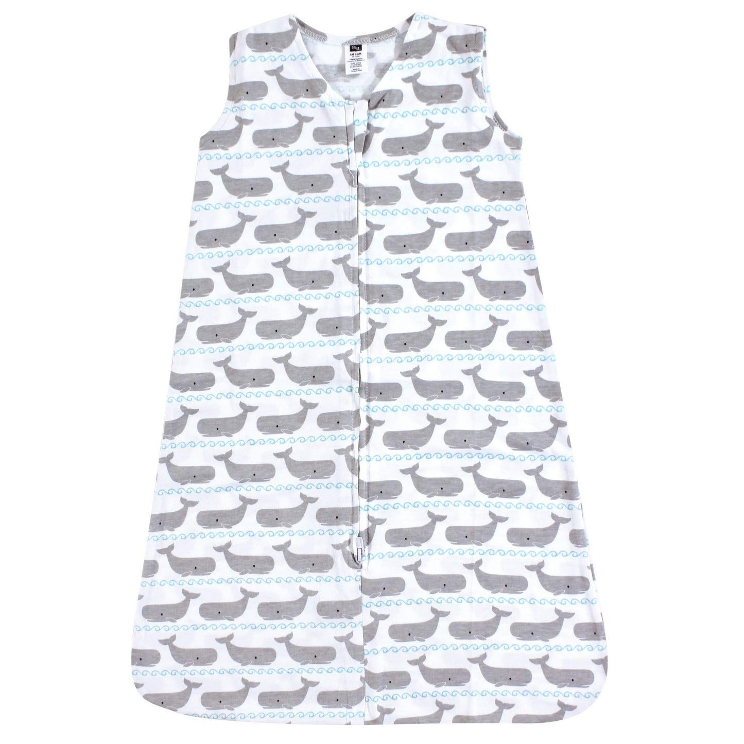 Hudson Baby Unisex Baby Cotton Sleeveless Wearable Sleeping Bag, Sack, Blanket, Whales, 6-12 Months