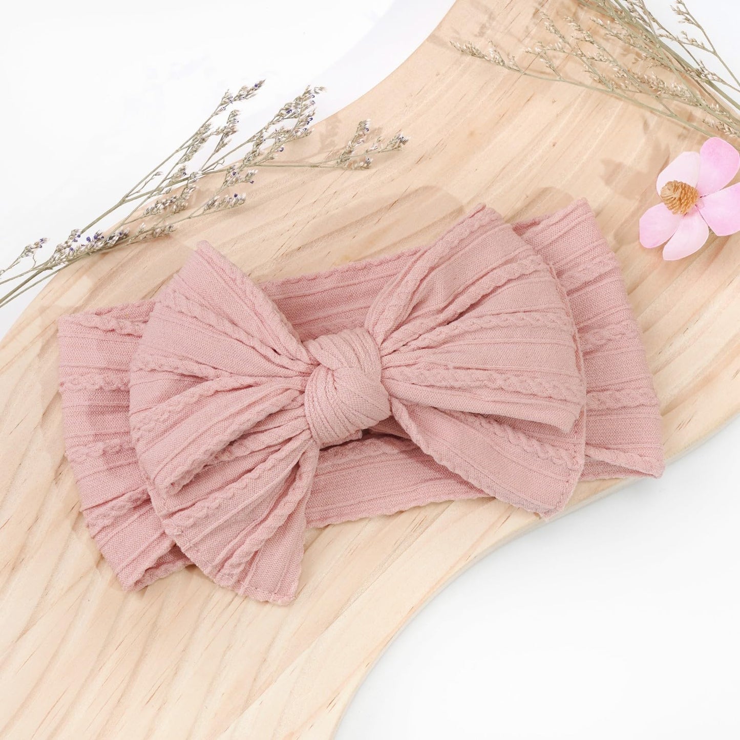 C  Llot 6 Pcs Super Stretchy Soft Handmade Headbands With Double Bows Head Wrap Nylon Hair Accessories For Newborn Baby Girls In