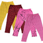 IndiWeaves Girls Pure Cotton Stylish Printed Capris 3/4th Pants (Pack of 4) Yellow,Maroon,Pink,Pink1