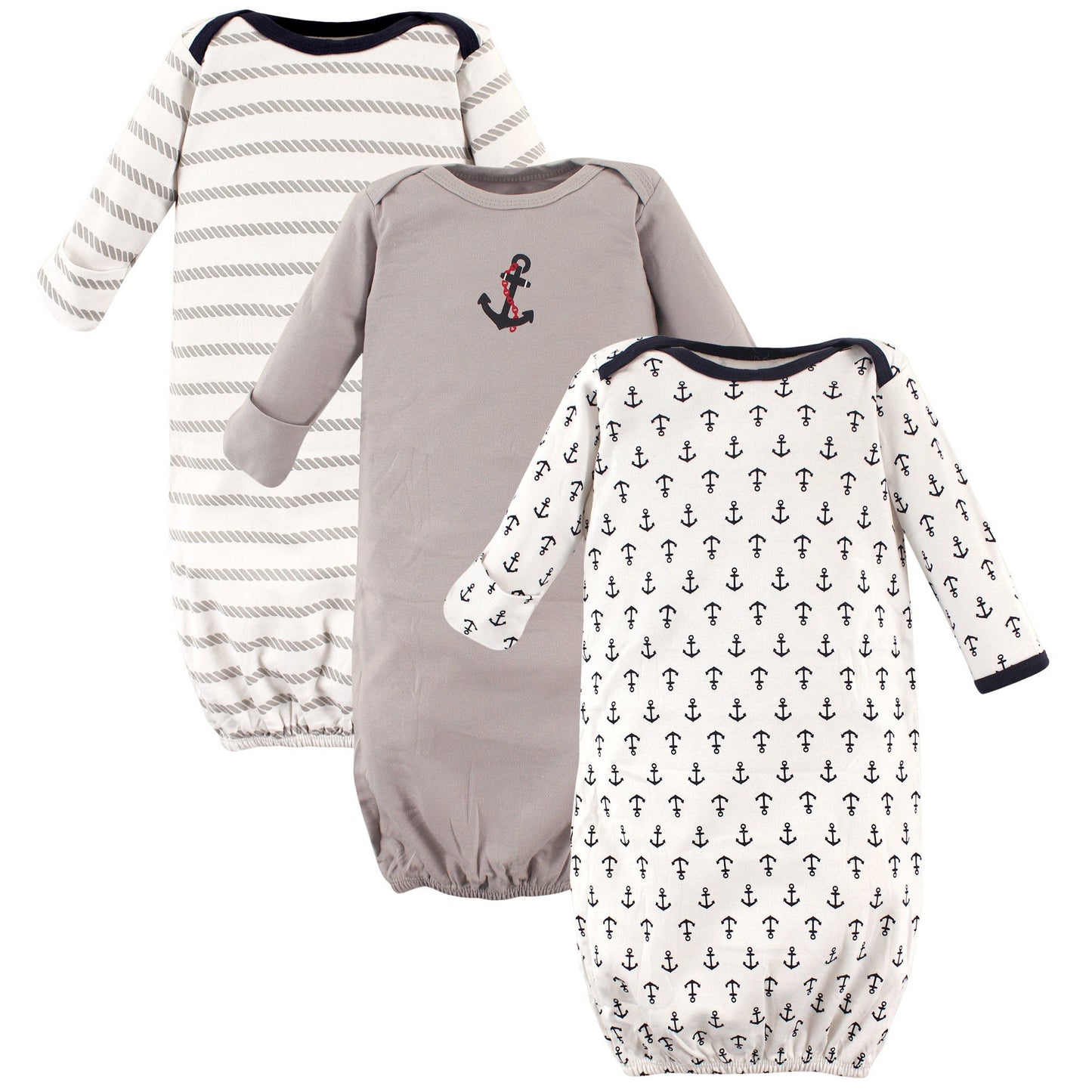 Luvable Friends Unisex Baby Cotton Gowns, Boy Nautical, 0-6 Months