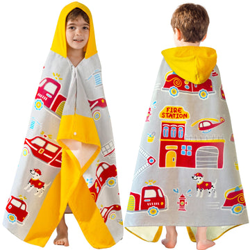 Voova & Movas Kids Beach Towels With Hood For Boys Ages 3-10 | Soft Thick Absorbent Cotton Beach | Pool | Bath Towels, Boys, Yel