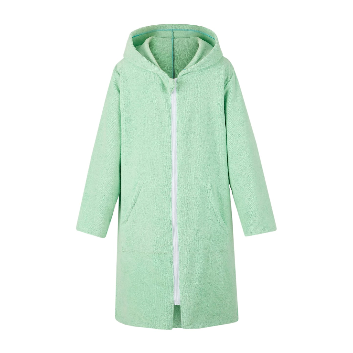 Missshorthair Hooded Towel Robe For Kid, Zipper Beach Cover Up, Swim Changing Robe For Boy, Girls Bath Towelling Poncho Robe Zip
