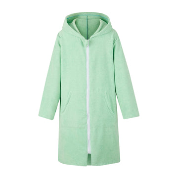 Missshorthair Hooded Towel Robe For Kid, Zipper Beach Cover Up, Swim Changing Robe For Boy, Girls Bath Towelling Poncho Robe Zip