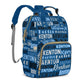 Perarts Large Capacity Custom Diaper Bag for Baby Boy with Name, Blue Multifunctional Mom Personalized Diaper Bag Backpack Water