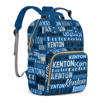 Perarts Large Capacity Custom Diaper Bag for Baby Boy with Name, Blue Multifunctional Mom Personalized Diaper Bag Backpack Water