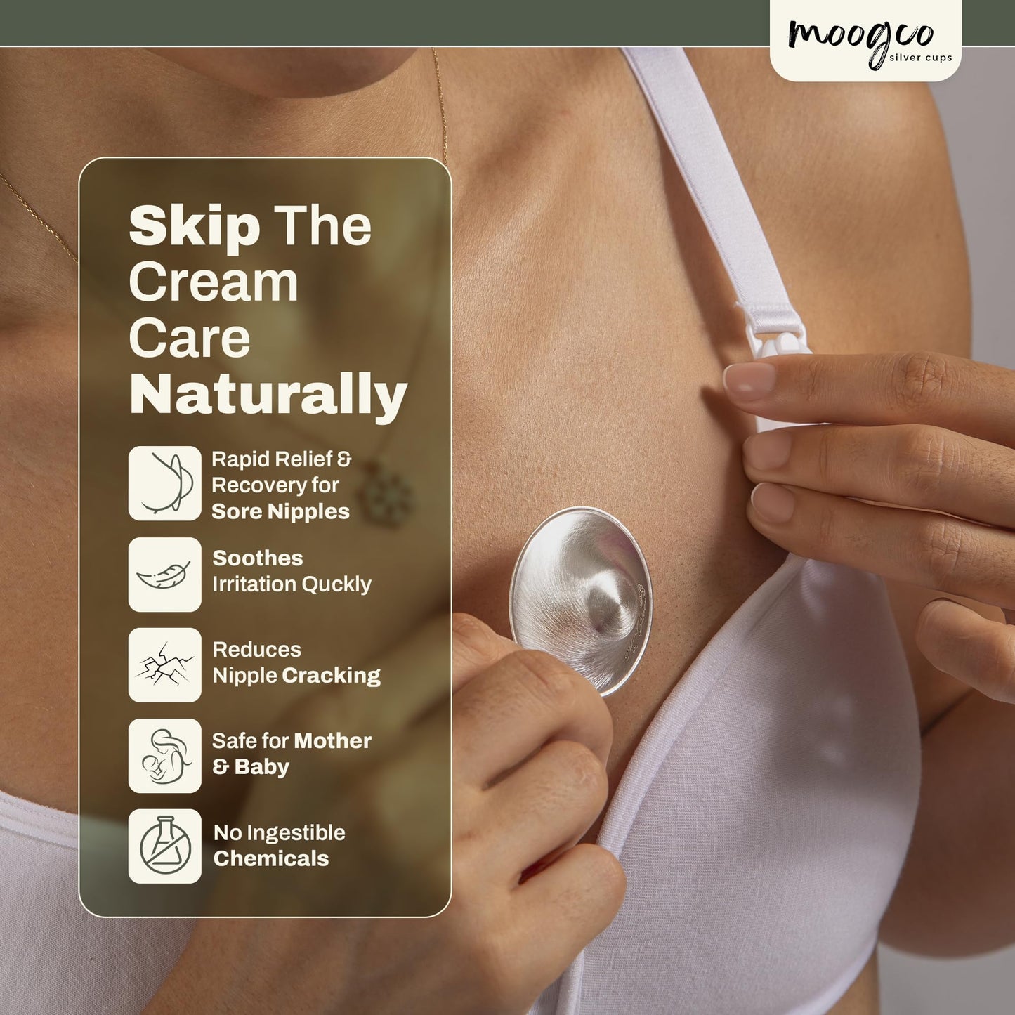 Moogco 999K - The Original Silver Nursing Cups - 999K Silver Cups - Nipple Shields For Nursing Newborn - Newborn Essentials Must