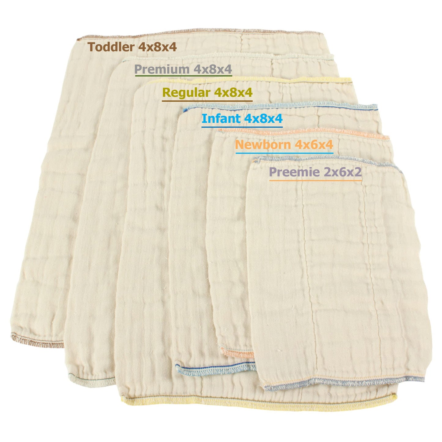 Osocozy Unbleached Prefold Cloth Diapers - Soft And Absorbent Baby Diapers Made Of 100% Unbleached Cotton - 17.5'X23', Fits 30