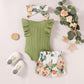 Baby Girl Clothes Infant Summer Outfits Set Ruffle Sleeve Romper Floral Pants 3Pcs Bodysuit +Shorts +Headband (Green, 0-3 Months