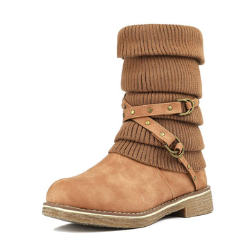 Dream Pairs Womens Oussie Camel Mid Calf Faux Fur Winter Boots Size 55 B(M) Us