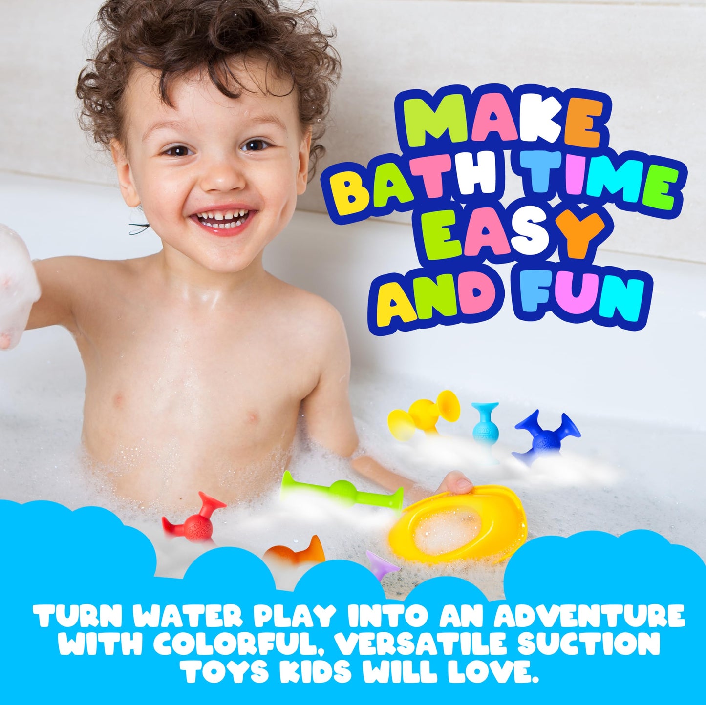 Silly Suckers Suction Toys 50 Pcs | Building Toys | Smooth Soft Edges | Montessori Toys | Toddler Toys | Sensory Toys | Bath Toy