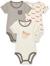 Touched By Nature Unisex Baby Organic Cotton Bodysuits, Fox 3-Pack, 3-6 Months