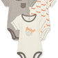 Touched By Nature Unisex Baby Organic Cotton Bodysuits, Fox 3-Pack, 12-18 Months