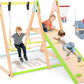 Cozibb 7 In 1 Indoor Jungle Gym For Kids, Foldable Toddler Indoor Playground With Slide, Beechwood & Baby Swing, Climbing Wall &