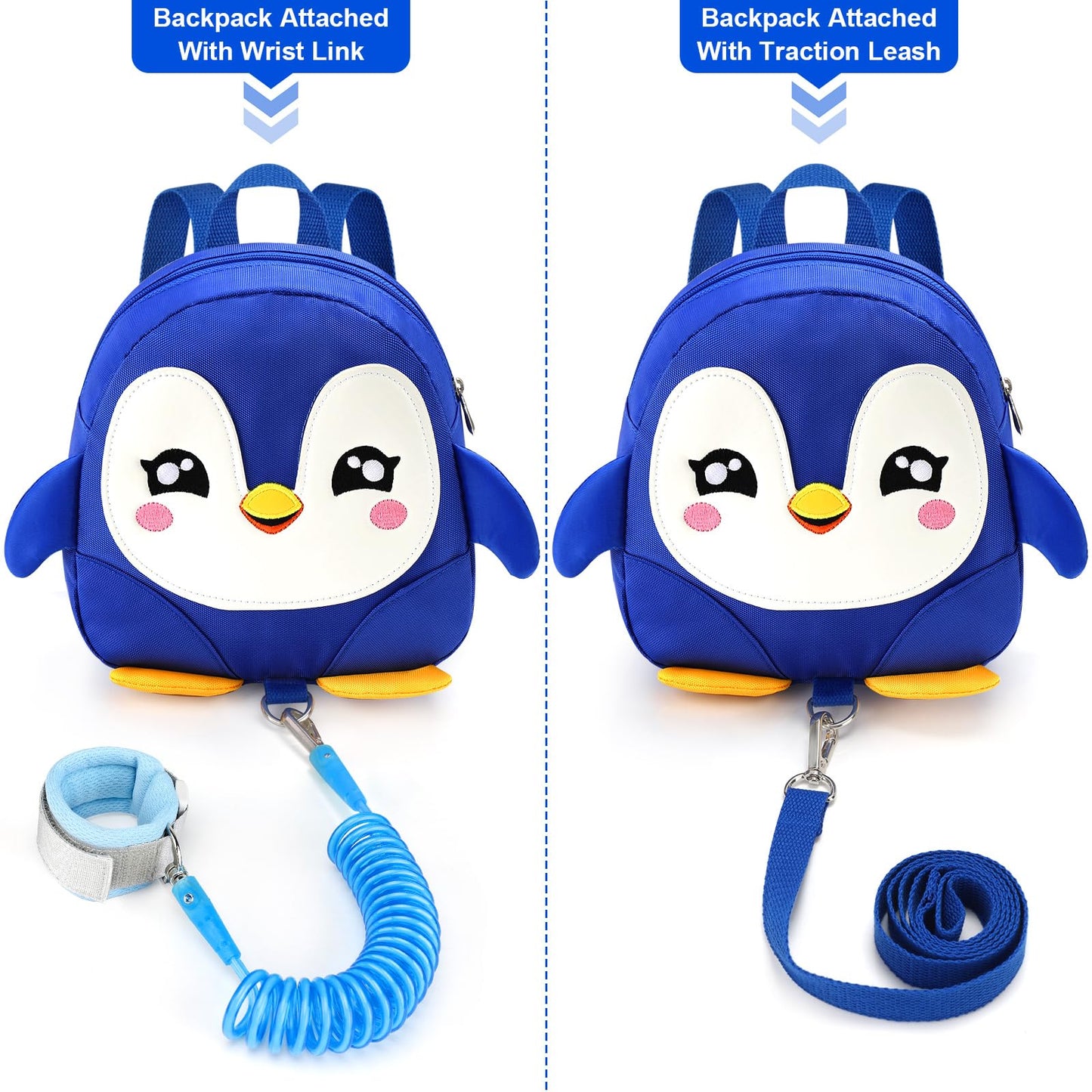 Accmor Toddler Harness Backpack Leash, Cute Penguin Kid Backpacks With Anti Lost Wrist Link, Mini Child Backpack Harness Leashes