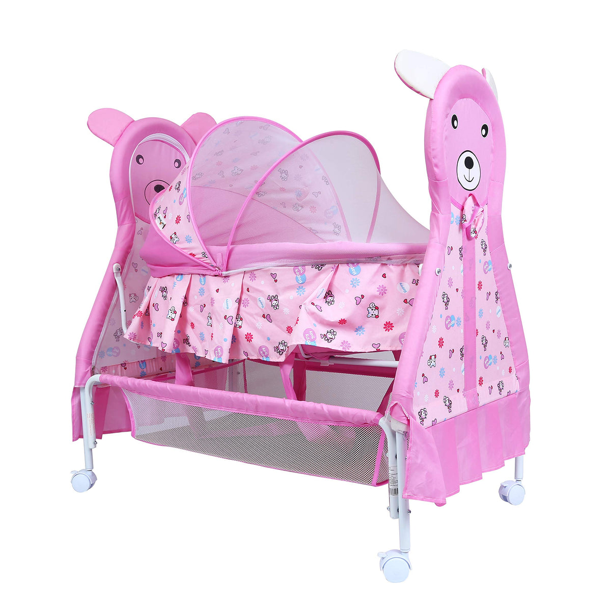 1St Step Cradle With Swing, Mosquito Net And Storage Basket (Pink)