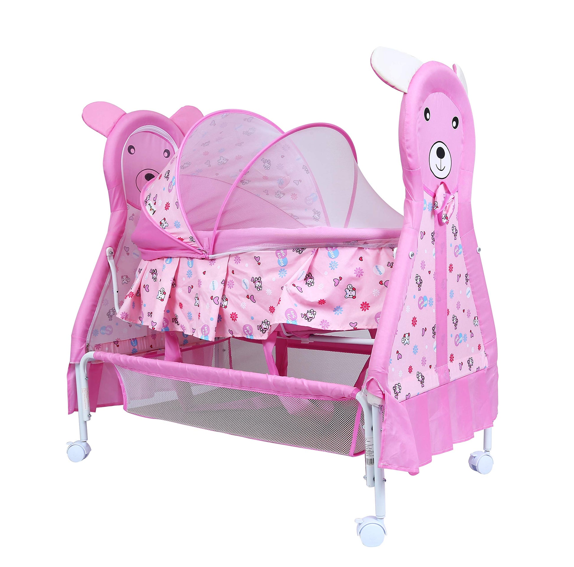 1St Step Cradle With Swing, Mosquito Net And Storage Basket (Pink)